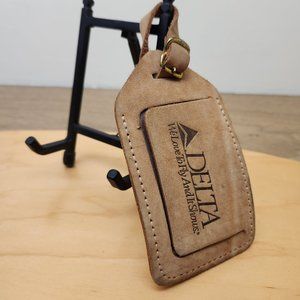 Vintage Delta "We Love To Fly And It Shows" Suede / Leather Luggage Tag